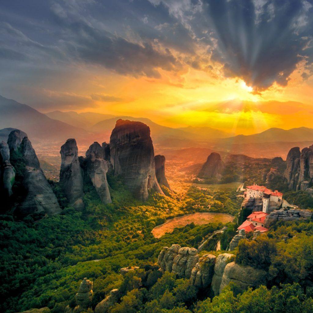 Meteora in sunset